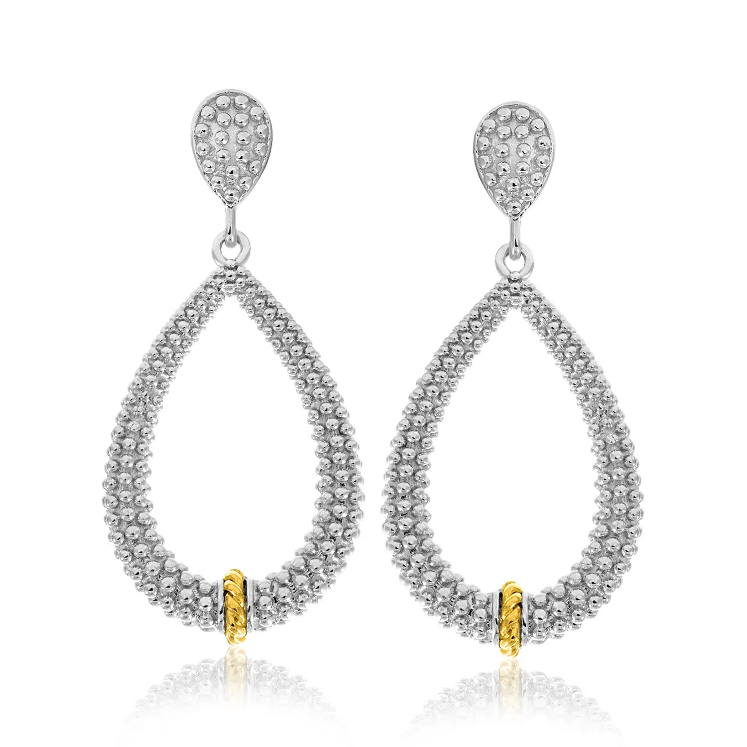 18 Karat Gelbgold & Sterling Silber Diamant Accentuated Graded Popcorn Ohrringe