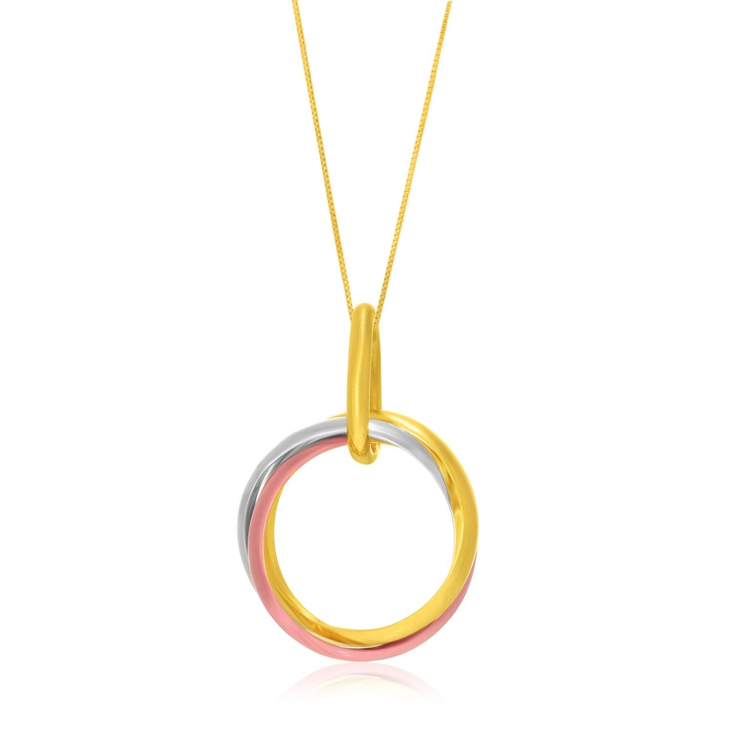 14 Karat Tri-Color Gold Open Interlaced Ring Anhänger