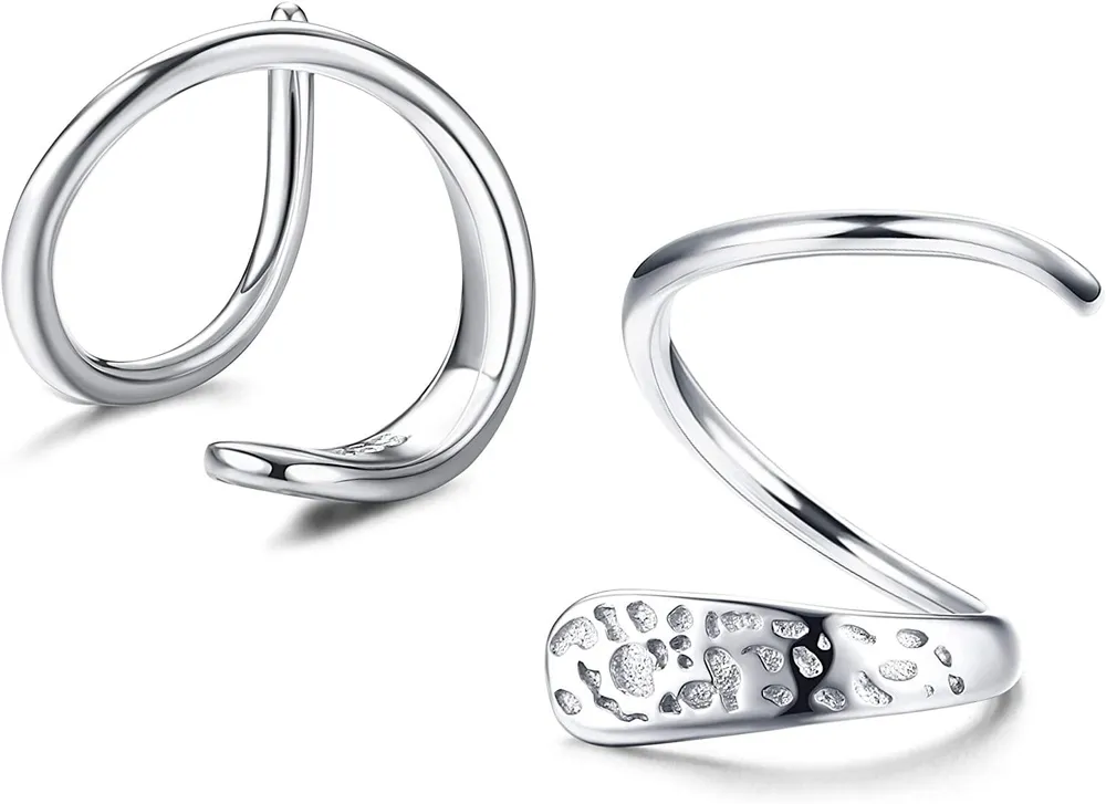 925 Sterling Silber Doppel Twist Hoop Ohrringe für Frauen Star Herz CZ Mode Ohr Kletterer Wrap Cuff Ohrringe Set