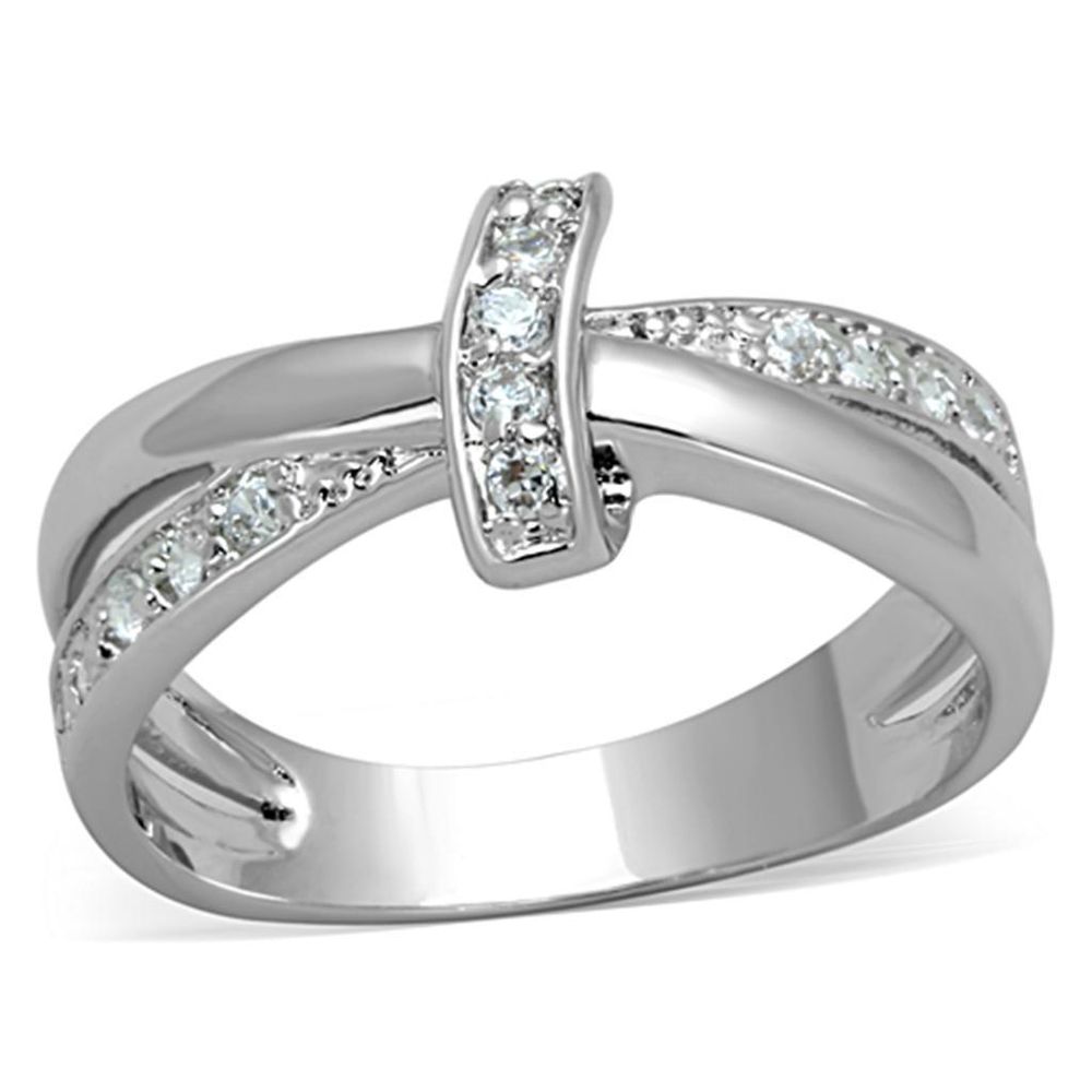 3W819 - Rhodium-Messing - Ring mit AAA-Klasse CZ in Clear