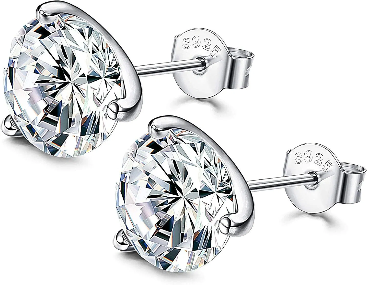 Cubic Zirkonia Stud Ohrringe für Frauen Männer 3 - Zänge Stud Ohrringe für Jubiläum Geburtstag