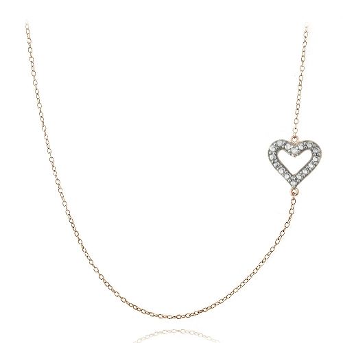 Rose Gold Ton über Silber Diamant Akzent Herzkette Halskette