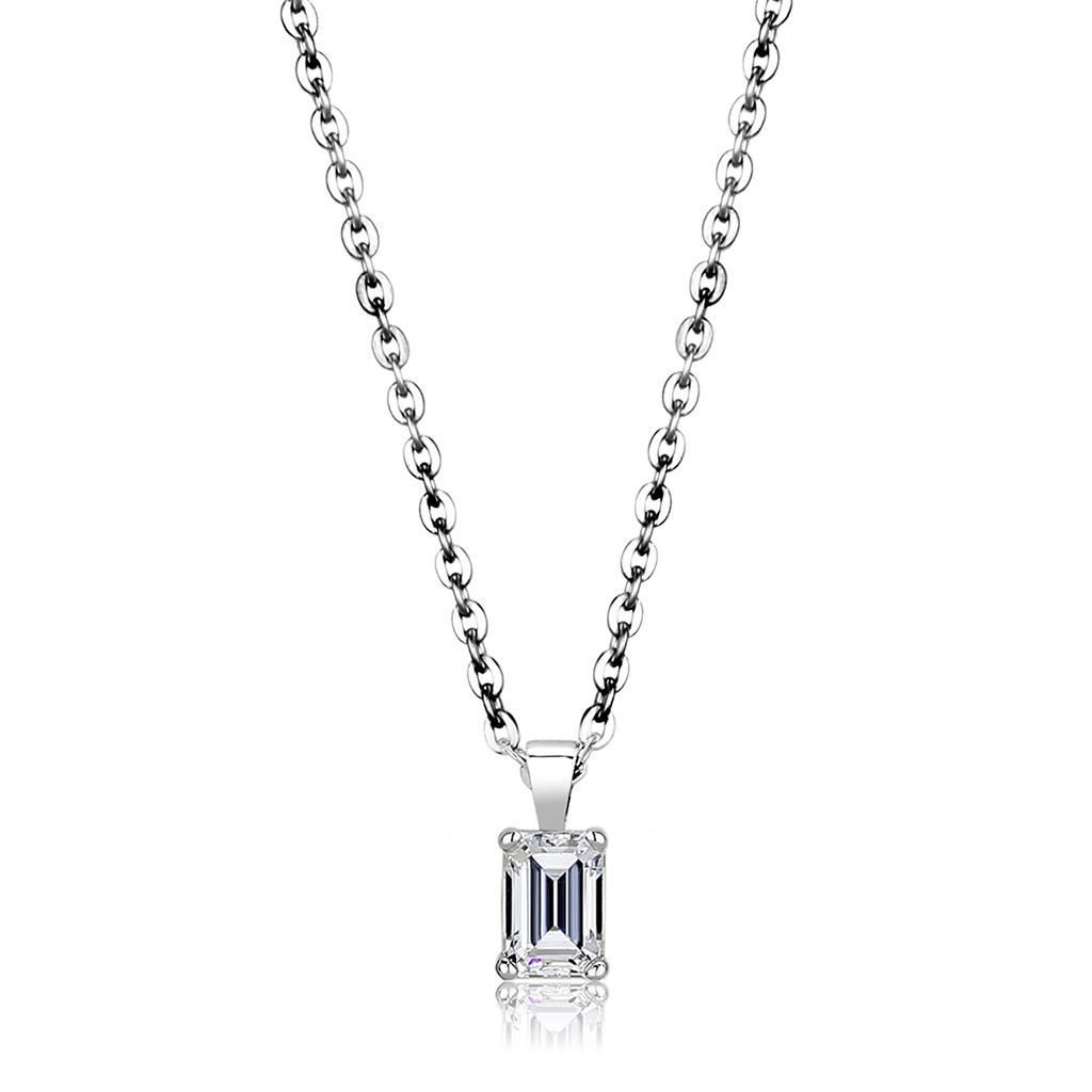LO4127 - Rhodium-Brass - Kettenhänger mit AAA-Klasse CZ in Clear
