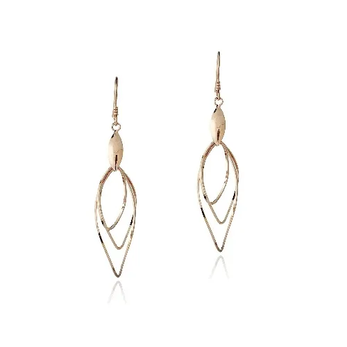 18 Karat Rose Gold über Sterling Silber Drei Marquise Twist Dangle Ohrringe