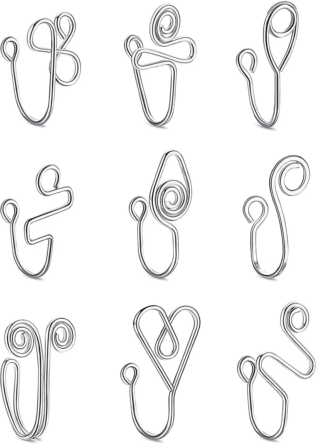 9 Pcs Nasenmanschette für Frauen Nicht-Piercing Afrikanische Nasenmanschette Goldplated Fake Nasen Ringe Clip auf Nasen Ringe Fake Piercings