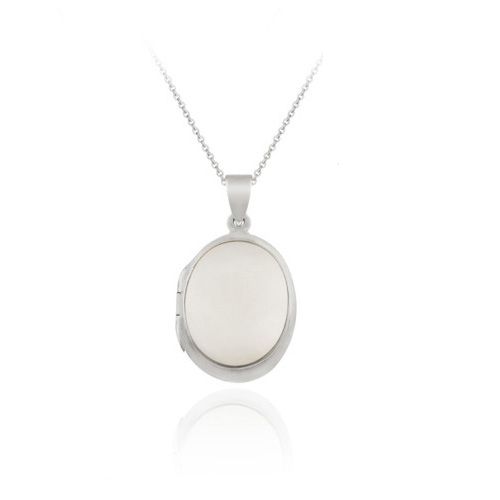 Sterling Silber Oval Mother Of Pearl Pendant Locket