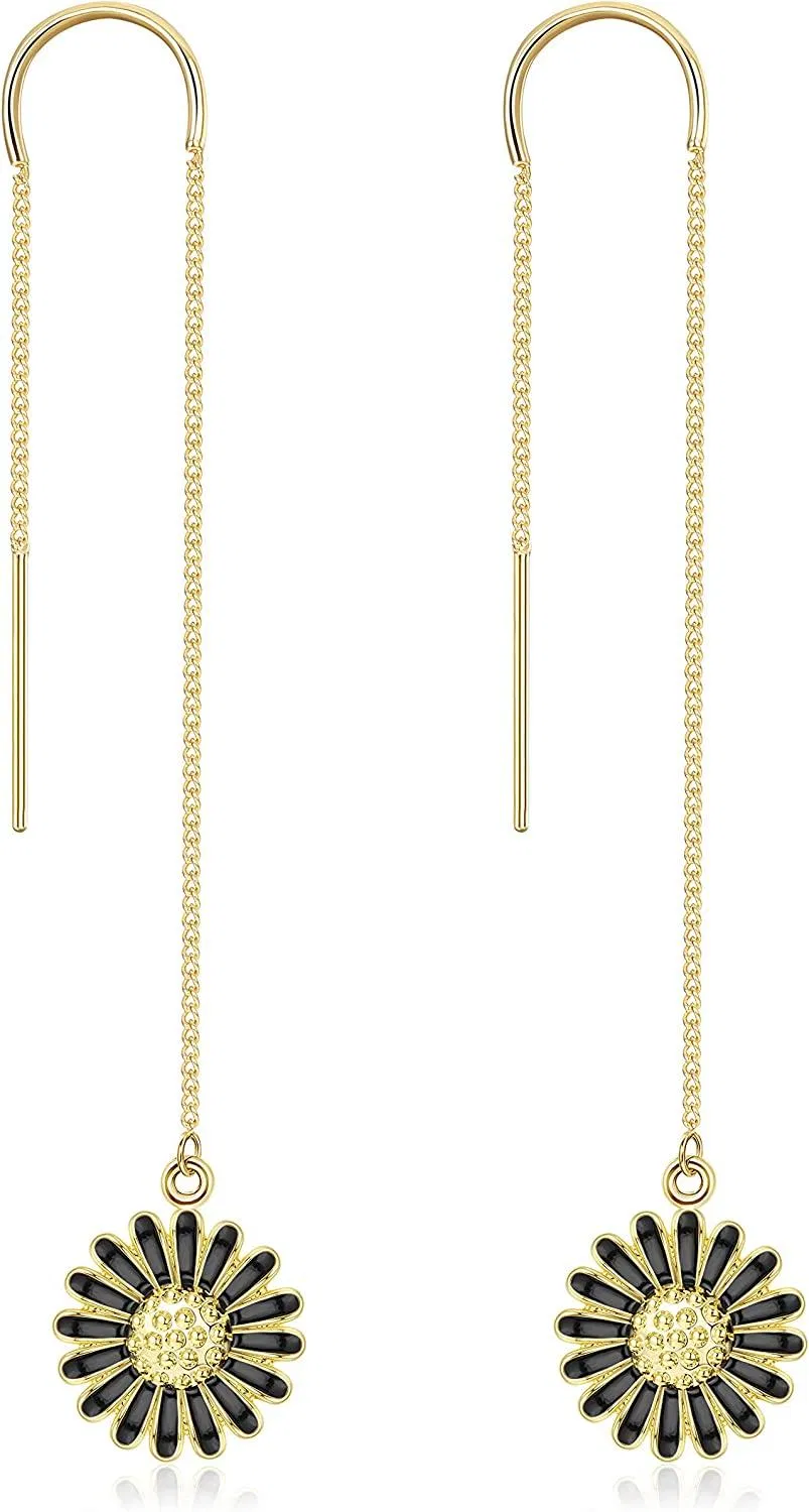 Threader Chain Ohrringe für Frauen Blumen Tassel Ohr Threader Ohrringe Kette Bumble Bee Dangle Chain Threader Ohrringe