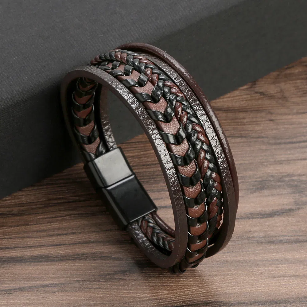 Mode Schmuck Multi-Schicht Leder Seil Gewebtes Armband