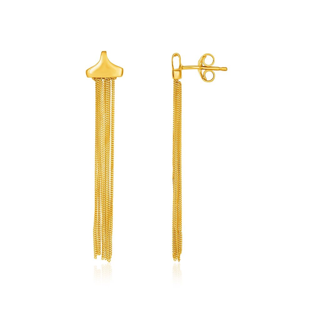 14 Karat Gelbgold Multi-Strand Drop Curb Chain Post Ohrringe