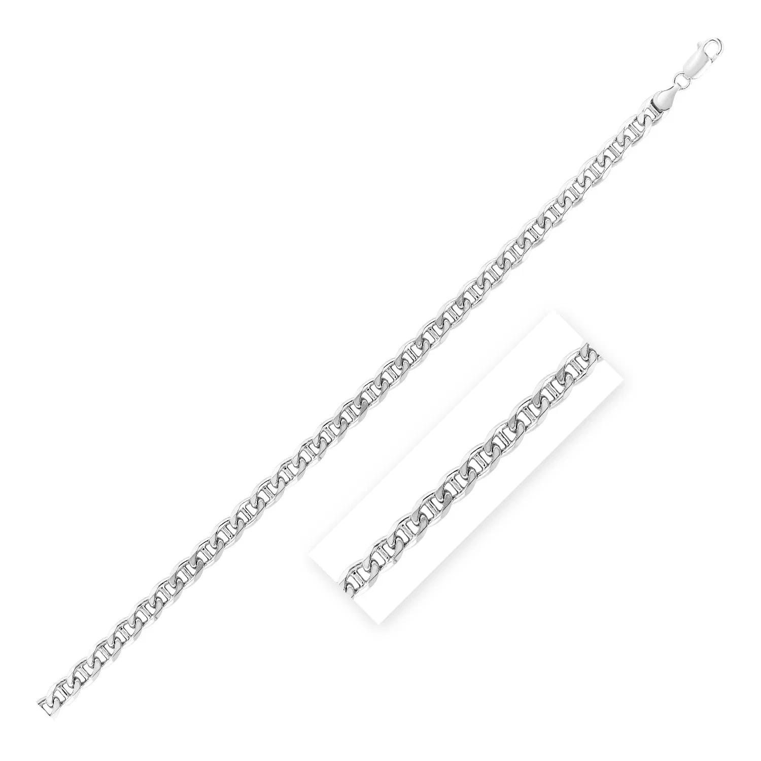 Sterling Silber Rhodium Plated Mariner Kette 6,0 mm