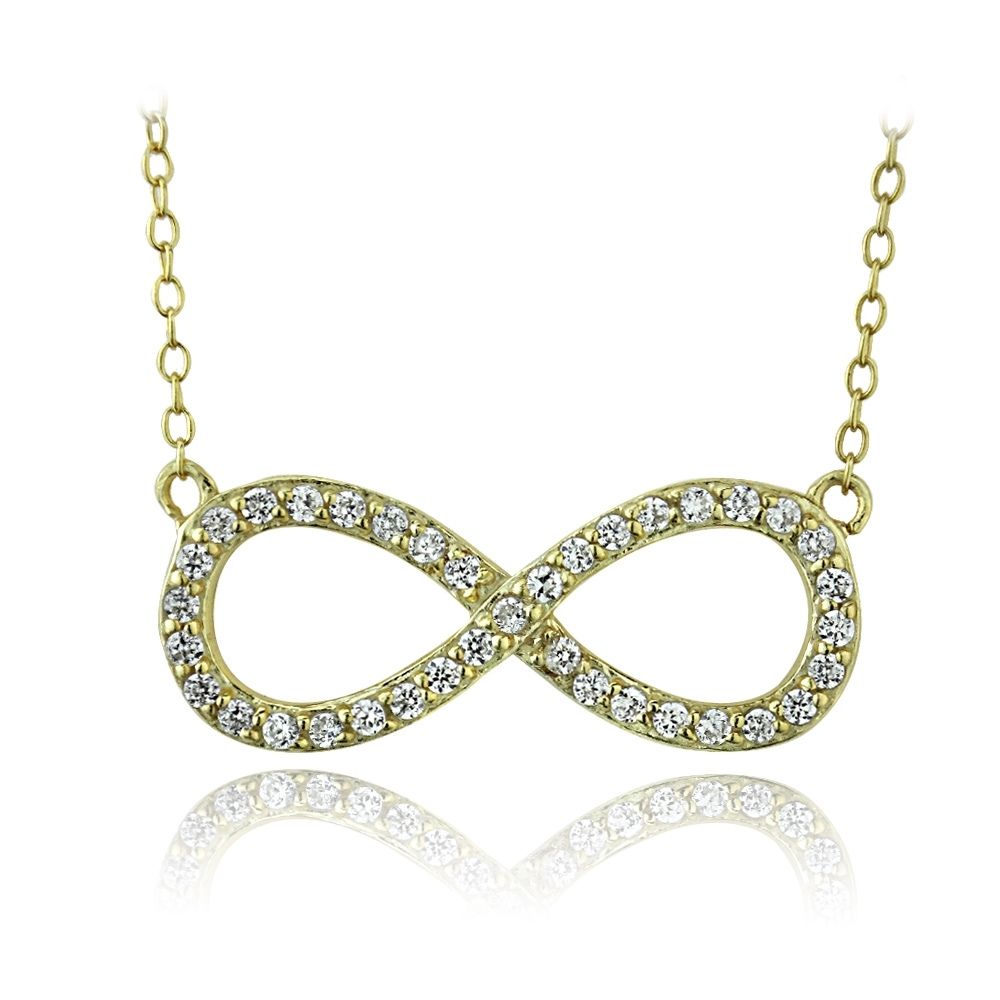Goldton über Sterling Silber CZ Infinity Halskette