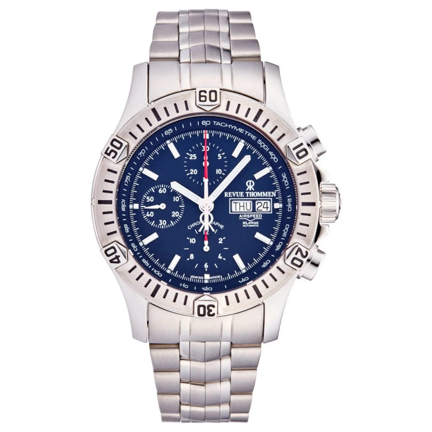 Revue Thommen 16071.6126 Herren 'Airspeed' Blau Zifferblatt Tag-Datum Chronograph Automatische Uhr