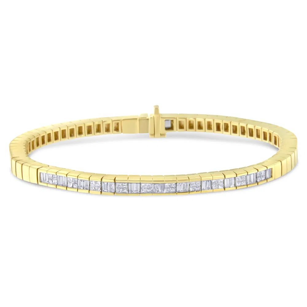 14K Gelbgold 1 - 1 / 10 Cttw Princess & Baguette Cut Diamant 7