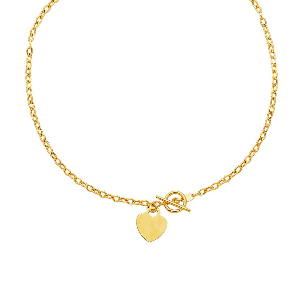 Toggle Halskette mit Herz Charm in 14 Karat Gelbgold