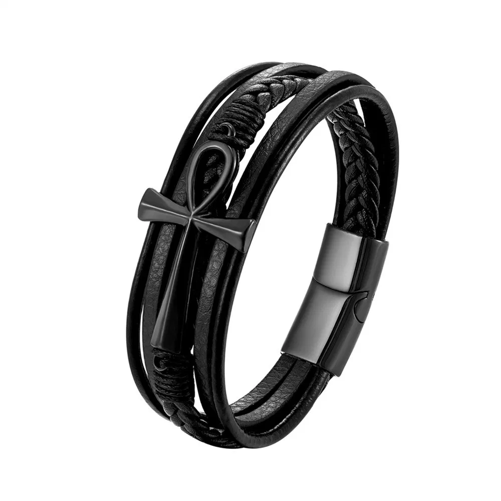 Herren Mode Multi-Schicht geflochtes Leder Armband