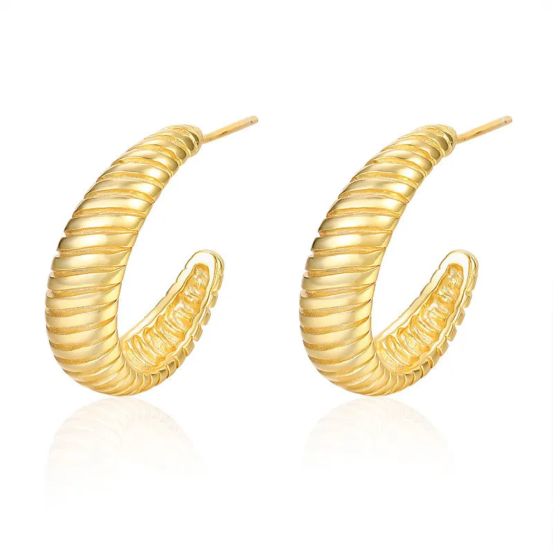 Vintage Gold Sterling Silber Hoop Ohrringe für Frauen Mode Geschenk