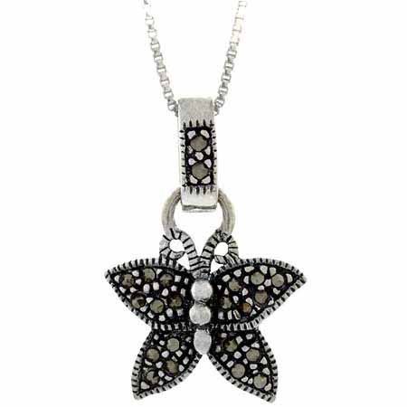 Sterling Silber Marcasite Schmetterling Anhänger