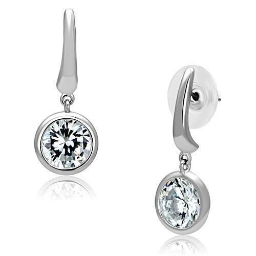 3W179 - Rhodium-Messing - Ohrringe mit AAA-Klasse CZ in Clear