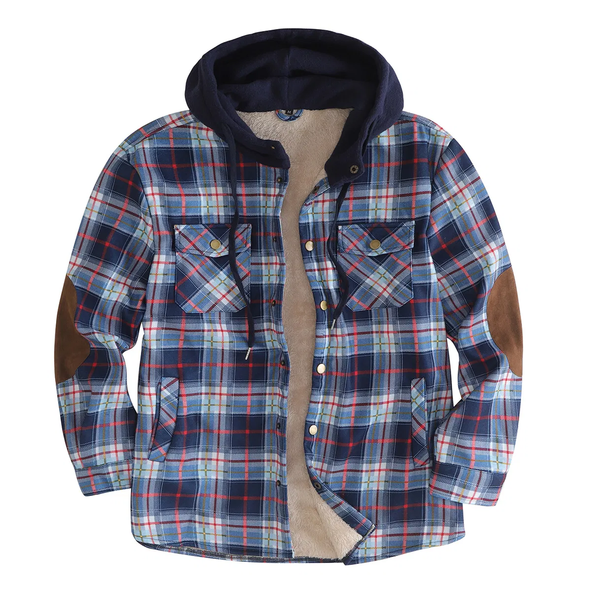 Männer Hooded Coat Plaid Flannel Button Jacket