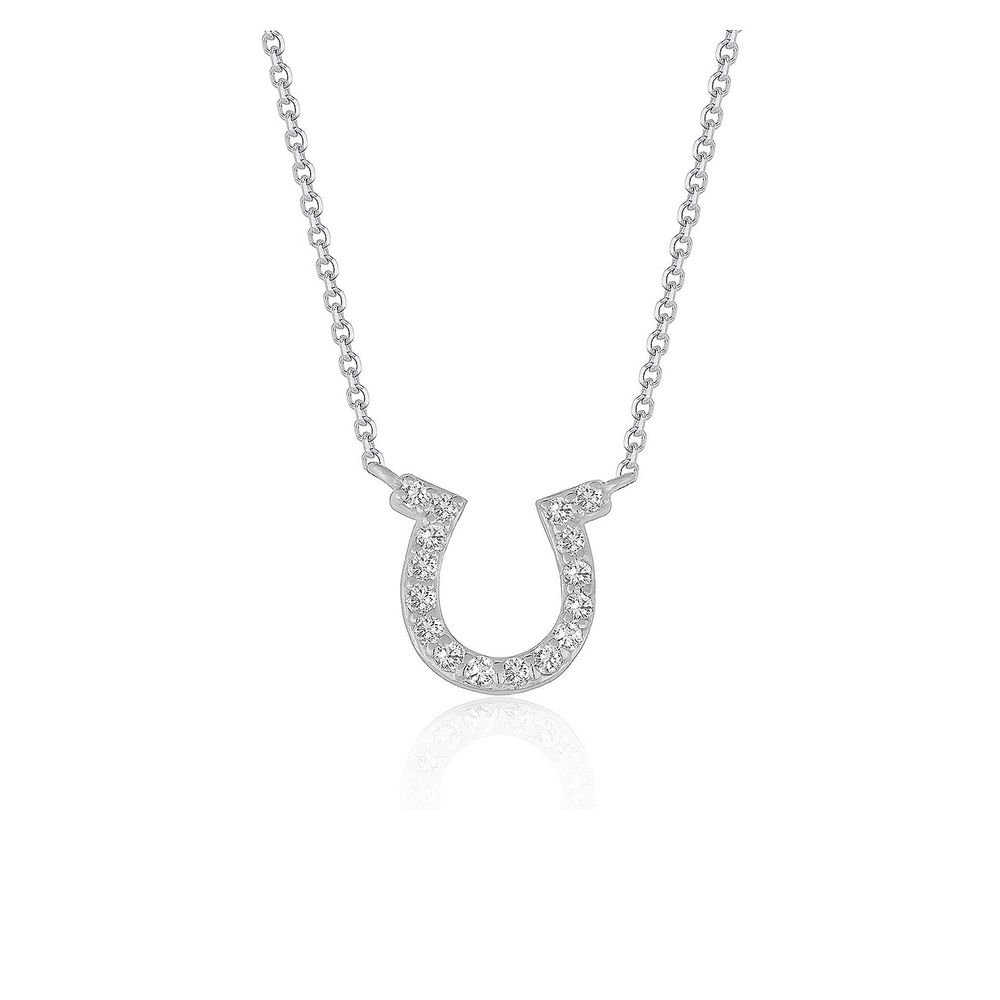 14 Karat Weißgold Horseshoe Design Diamant Anhänger