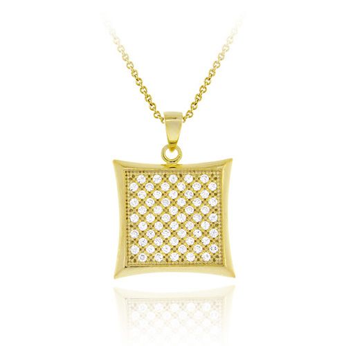 18 Karat Gold über Sterling Silber CZ Micro Pave Square Anhänger