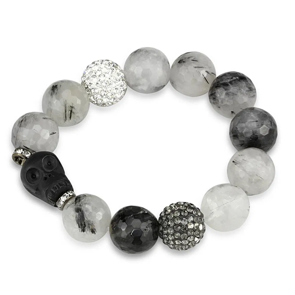 LO3788 - Ruthenium-Brass - Armband mit synthetischem Onyx in mehreren Farben