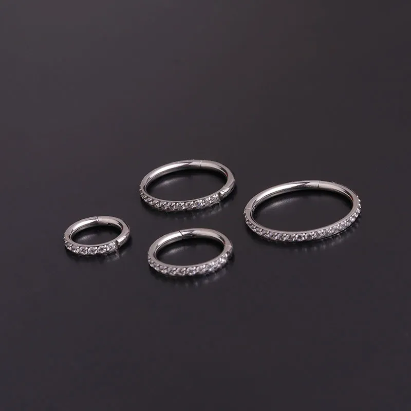 Reiner Edelstahl Split Ring Round Set Zircon Ohrringe