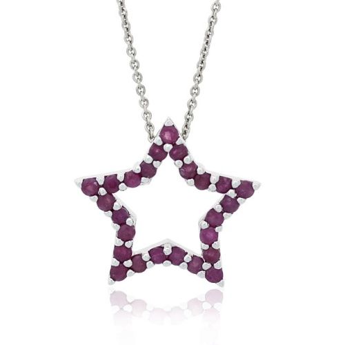 Sterling Silber 1,25ct. Echtes Ruby Star Pendant