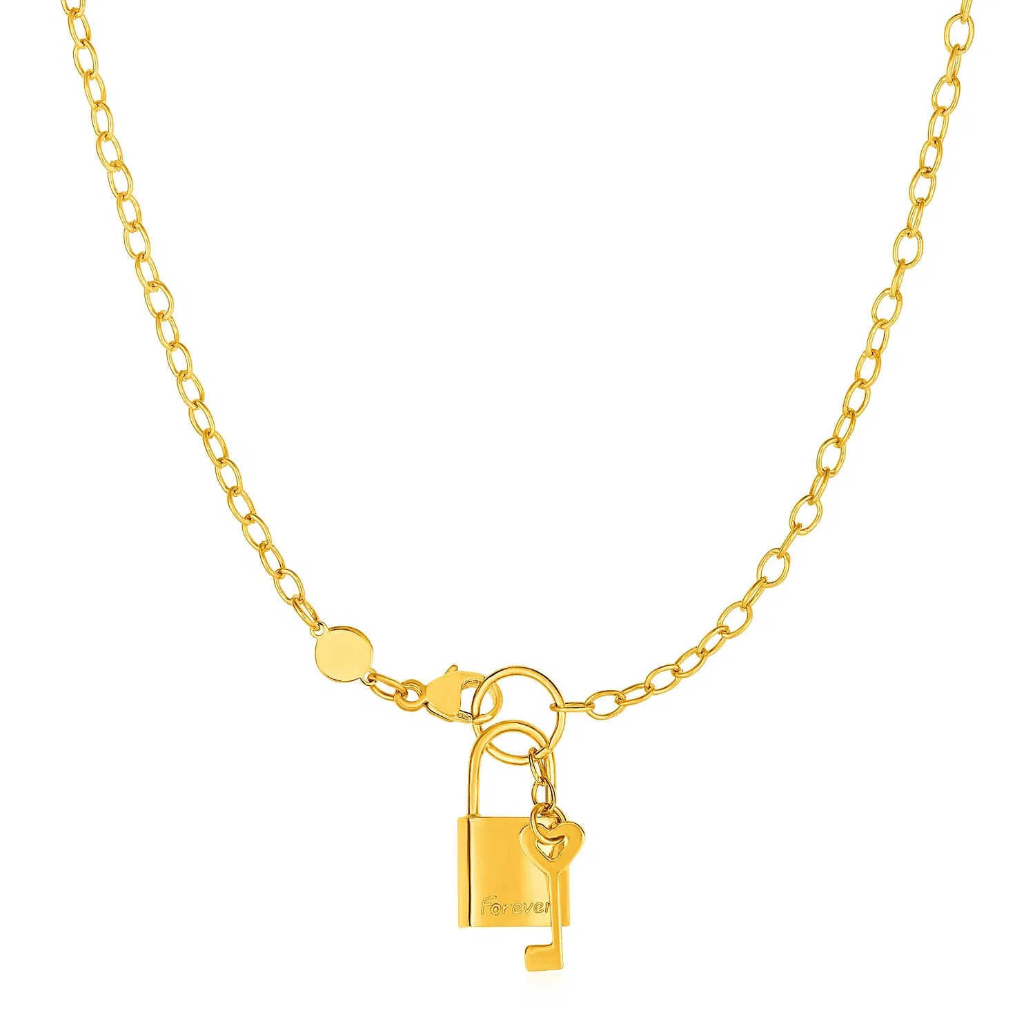 Halskette mit Schloss und Schlüssel in 14 Karat gelbem Gold