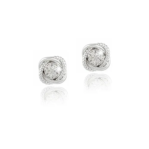Sterling Silber 3 / 8ct Weiße Topaz Liebe Knoten Stud Ohrringe