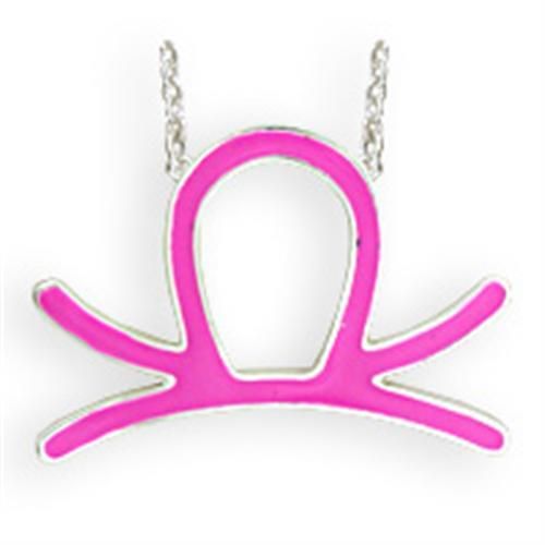 SNK01PINK - Silbermesse Kette Anhänger mit Epoxy in Rose