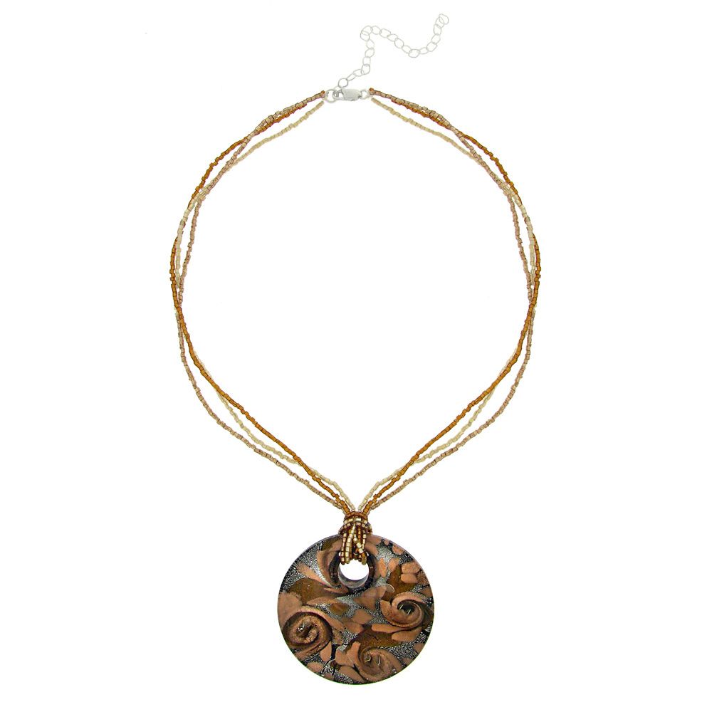 Sterling Silber Bronze & Silber Glas Disc Mode Anhänger