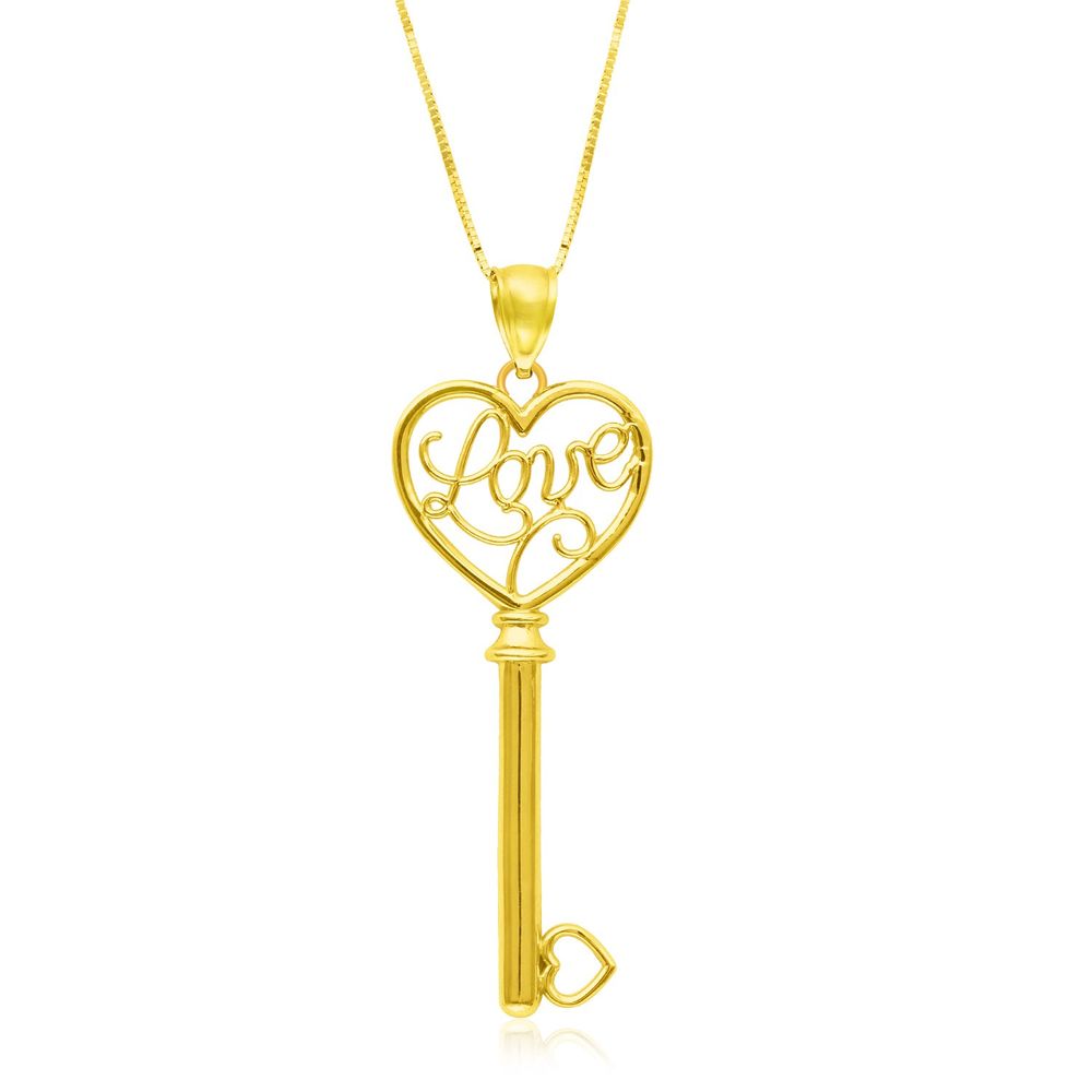 14 Karat gelbes Gold Skelett LOVE Schlüssel Stil Anhänger