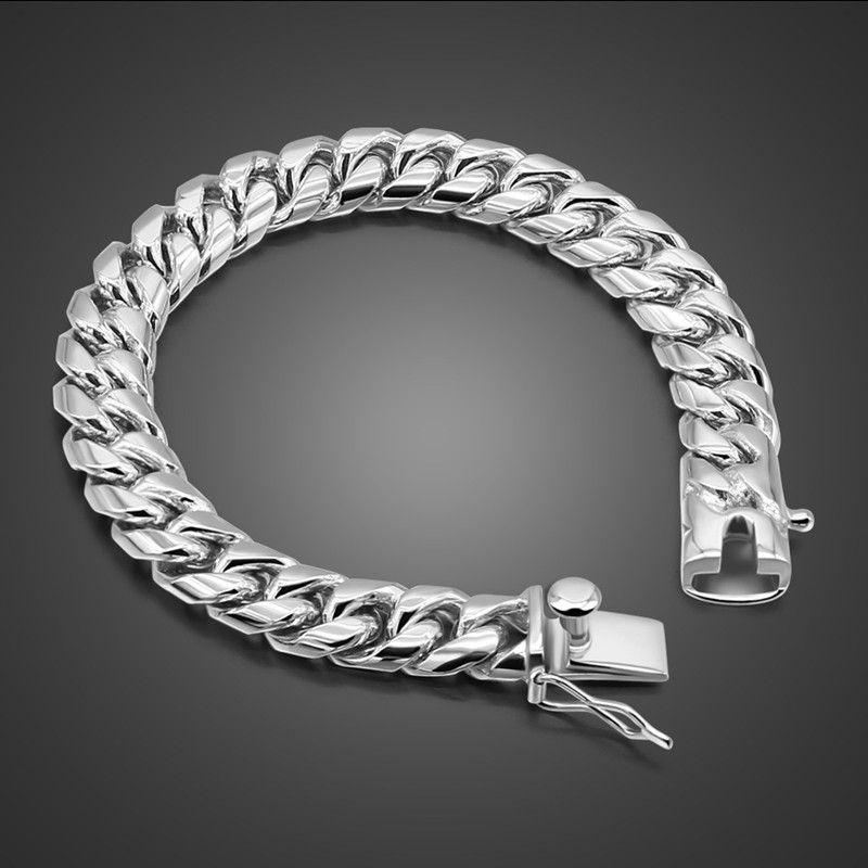 Rein Hand Armband Weiß Kupfer Dicke Rhodium Plated Nickel Free