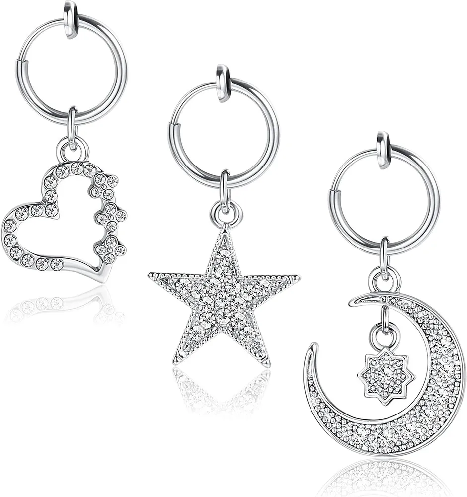 Clip auf Bauchknopf Ringe Falscher Bauchring Edelstahl Falscher Bauch Piercing Falscher Bauchknopf Ring Nicht-Piercing Bauch Clips Zurückziehbare Ohrring Hoops