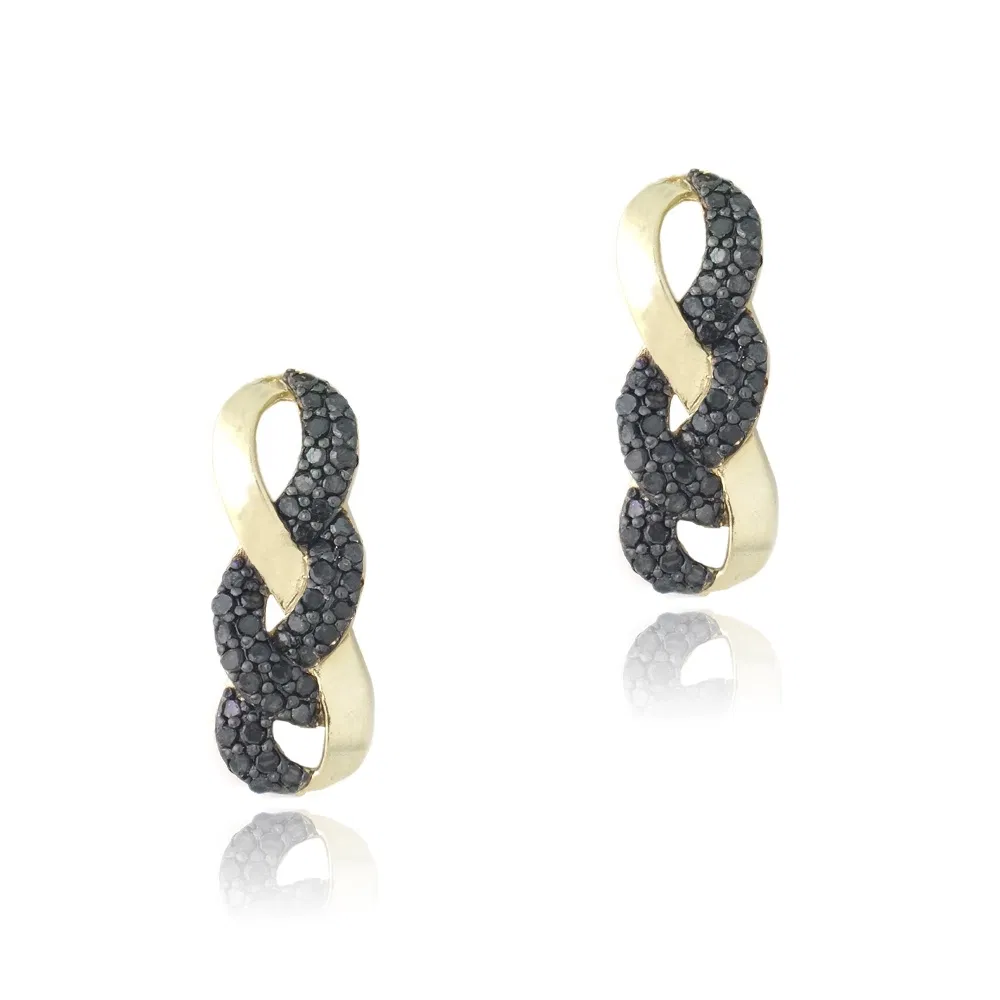 Goldton über Sterling Silber 3 / 4ct Black Diamond Infinity Drop Ohrringe
