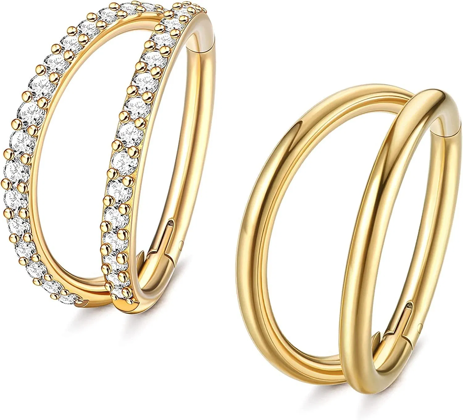 3PCS 16G Septum Clicker Nasen Ringe Hoop 316L Chirurgische Knorpel Ohrring Doppel offener Stapel Muscheln Daith Piercing Schlaf Ohrring Rook Lobe Helix Tragus Ohrring Nasen Piercing Schmuck