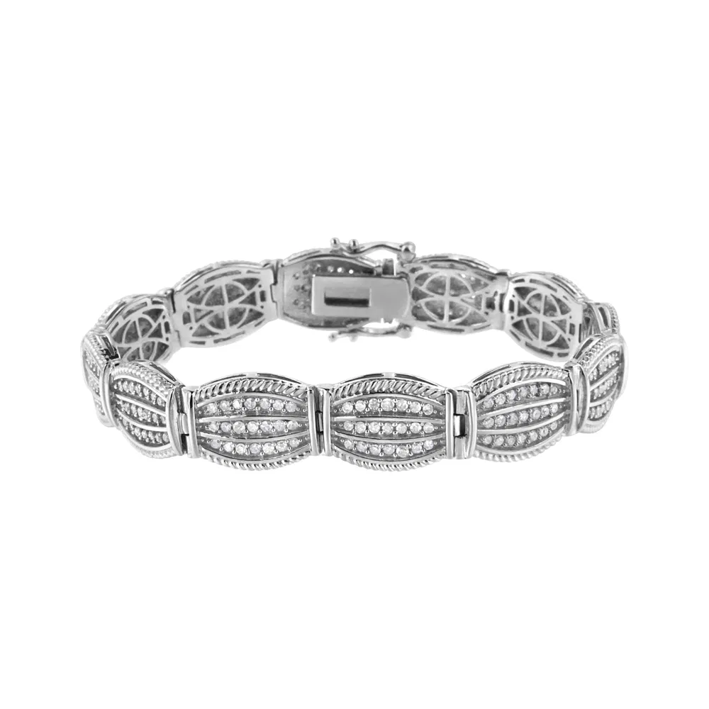 .925 Sterling Silver 3.0 Cttw Prong Set Diamant Art Deco Stil Tennis Armband (I-J Farbe, I2 - I3 Klarheit) - 7.25