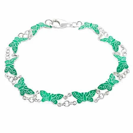 Silber Türkis Farbe Email Schmetterling Link Sommer Armband