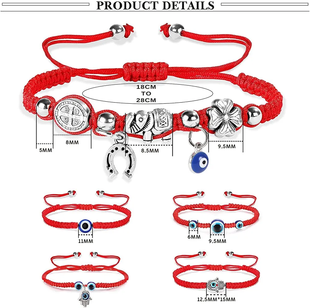 8pcs rotes String Armband böse Augen Armband für Frauen Männer Hamsa Armband rote Armband zum Schutz