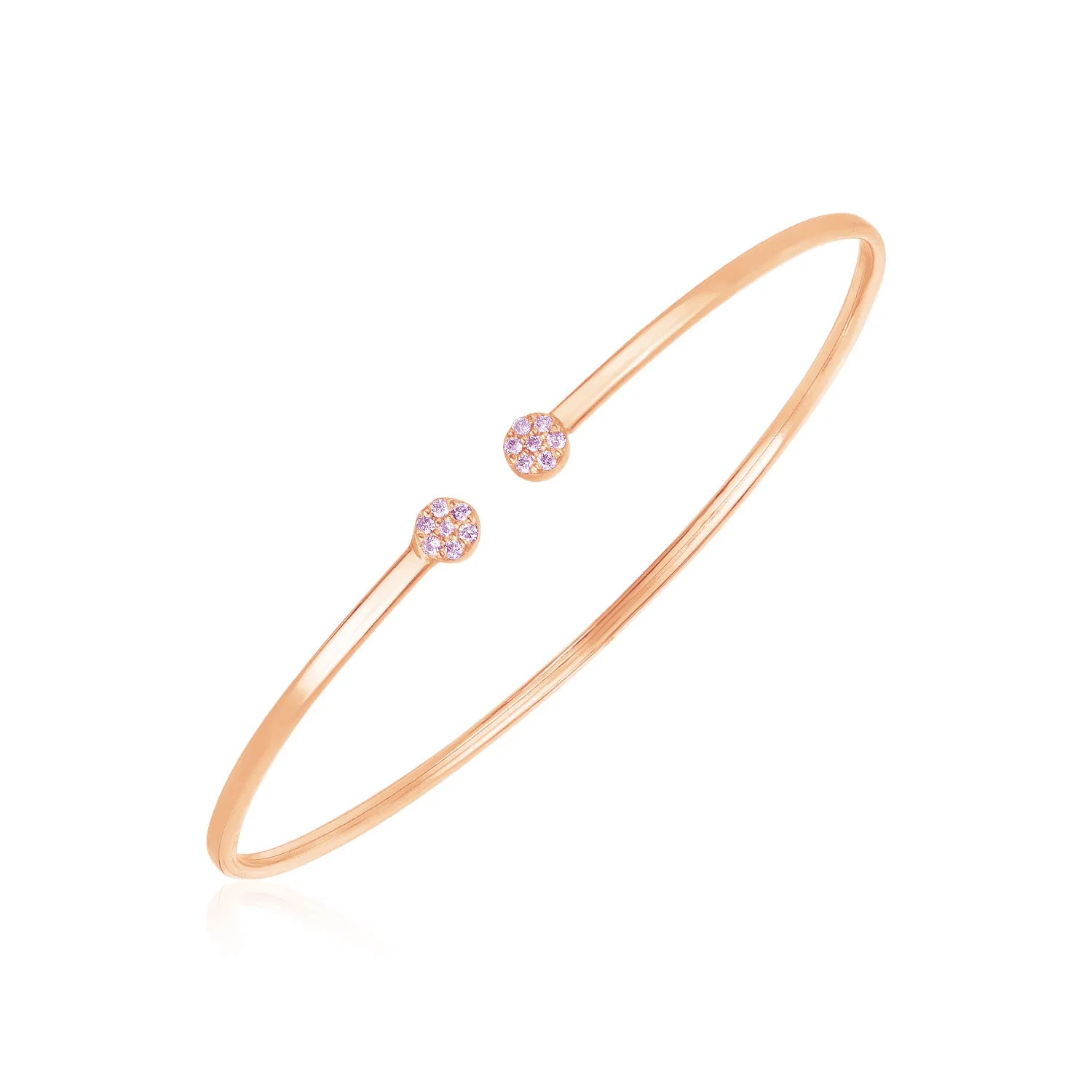 14 Karat Rose Gold High Polish Diamond Cluster Armband (2mm)