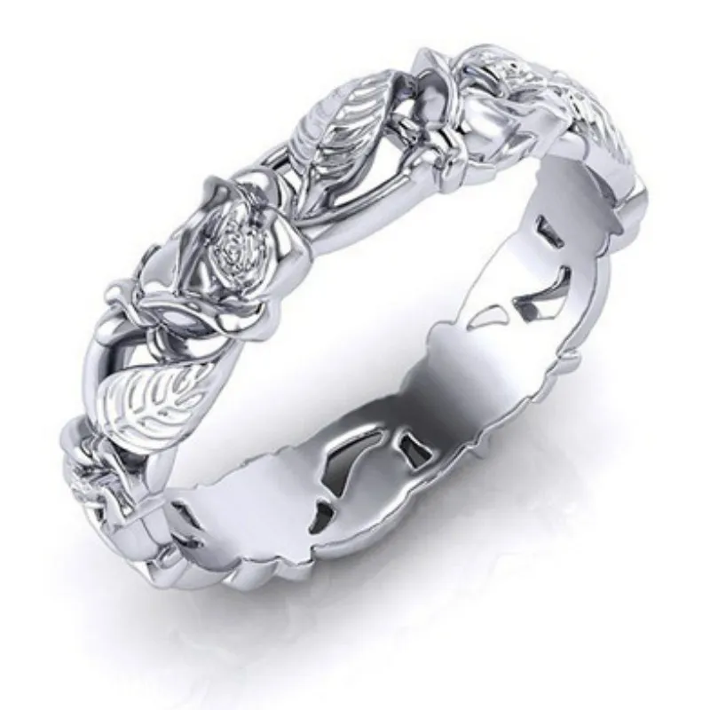 Einfache Retro Chic Blumenblatt Dekoration Ring