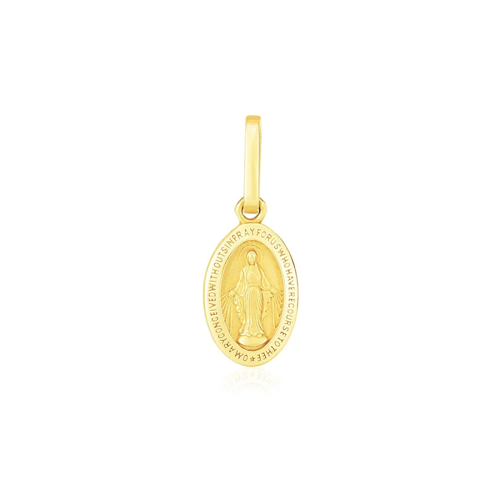 14 Karat Gelbgold Oval Religiöse Medaille Anhänger