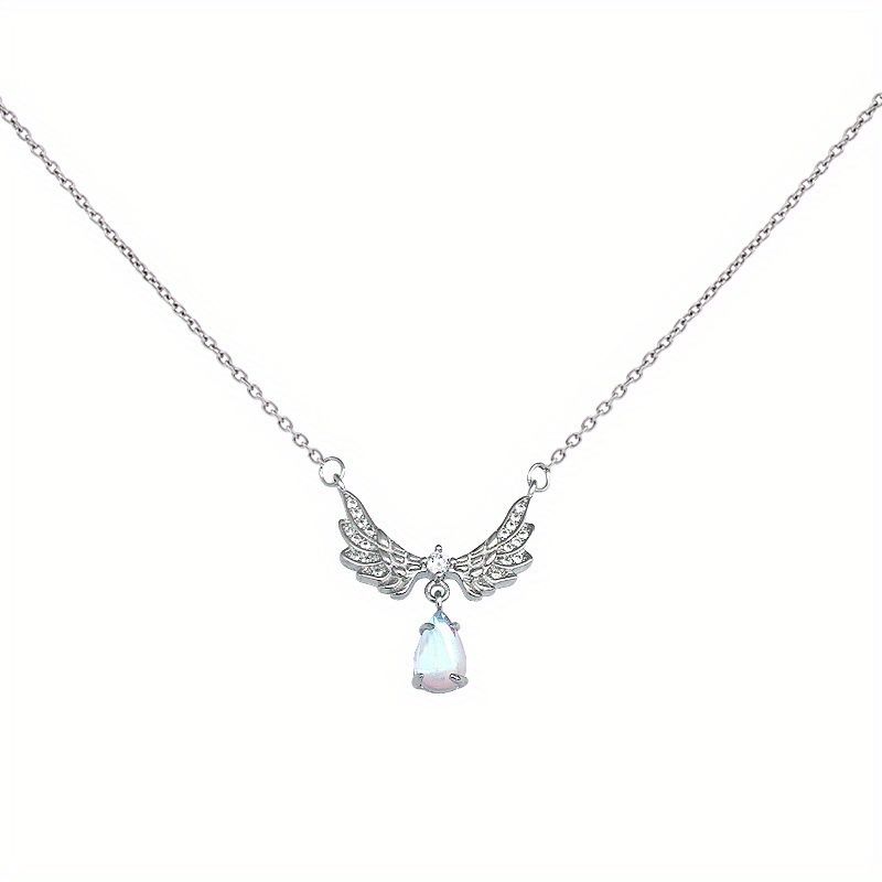 Fairy Zircon Flügel Herz Kristall Anhänger Halskette für Frauen Herz Clavicle Kette Choker Mode Y2K Egirl Emo Schmuck Geschenke