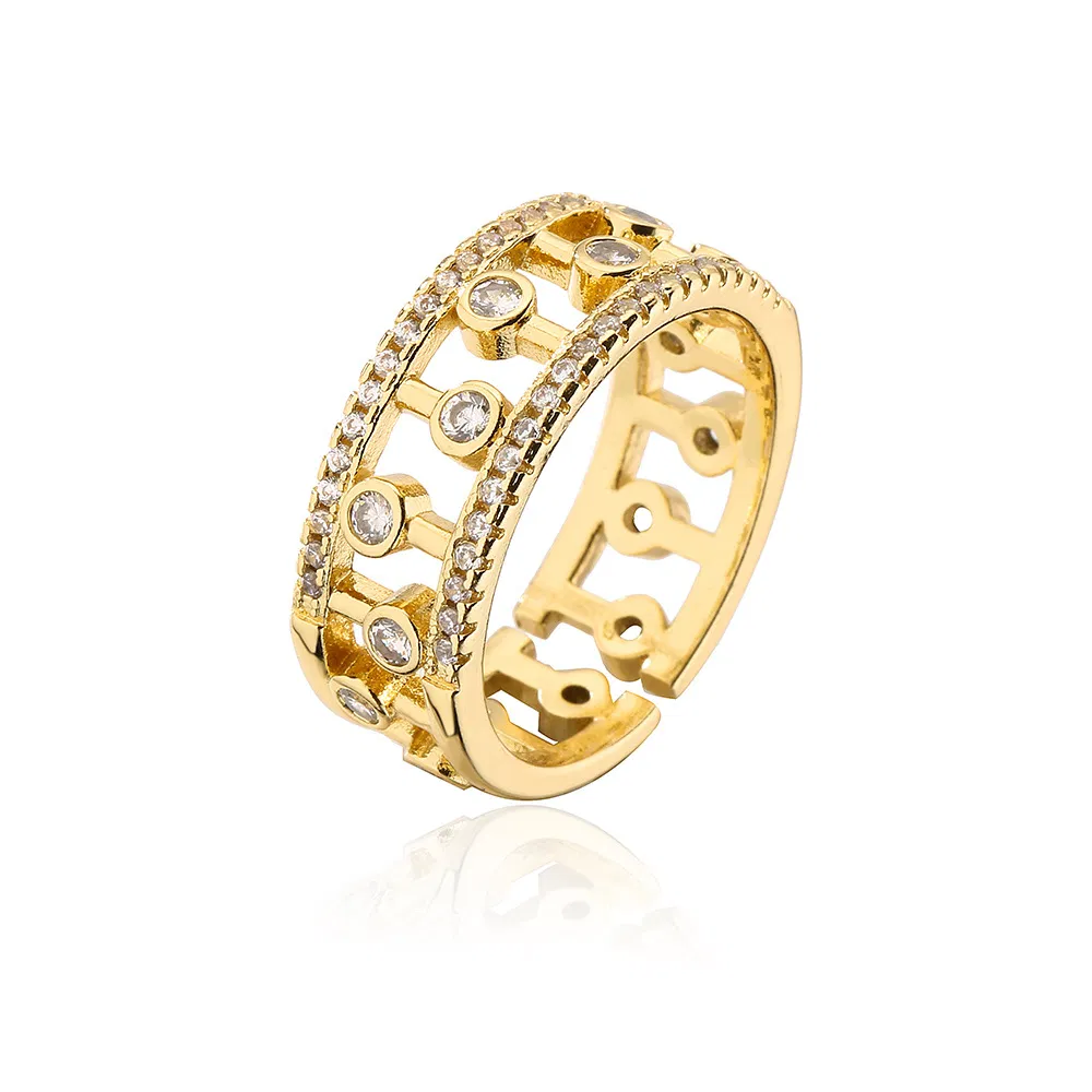 Geometrischer Kupfer-Platierung 18 Karat Gold Persönlichkeit Ring
