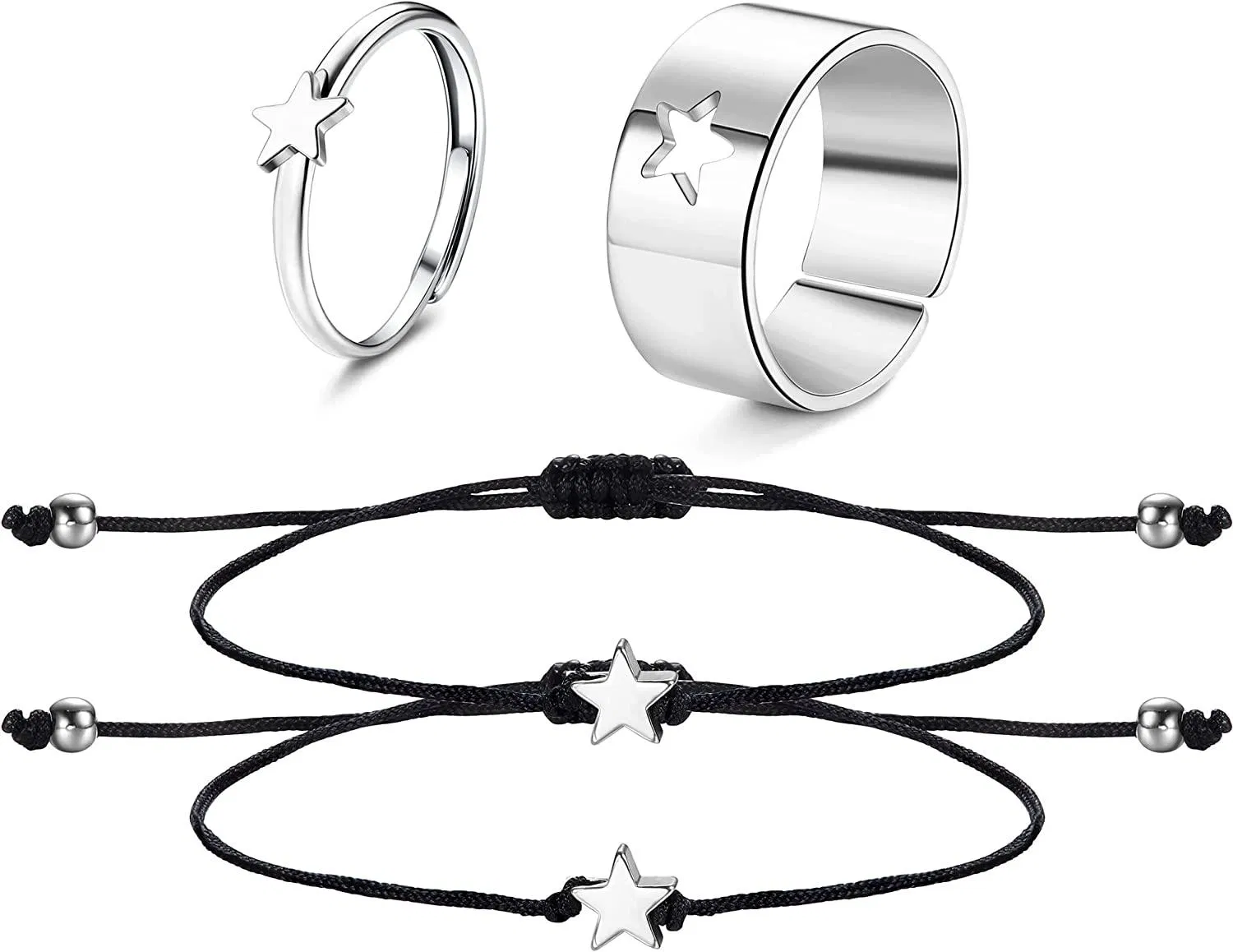 Seil geflochtenes Paar Armbänder einstellbares Paar Ringe Sonne und Mond Ringe Passendes Armband Valentinstag Geschenk für Freund Freund Freund Frau Männer Ihn und Sie