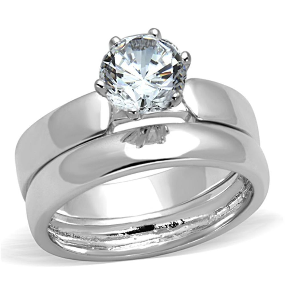 3W805 - Rhodium-Messing - Ring mit AAA-Klasse CZ in Clear