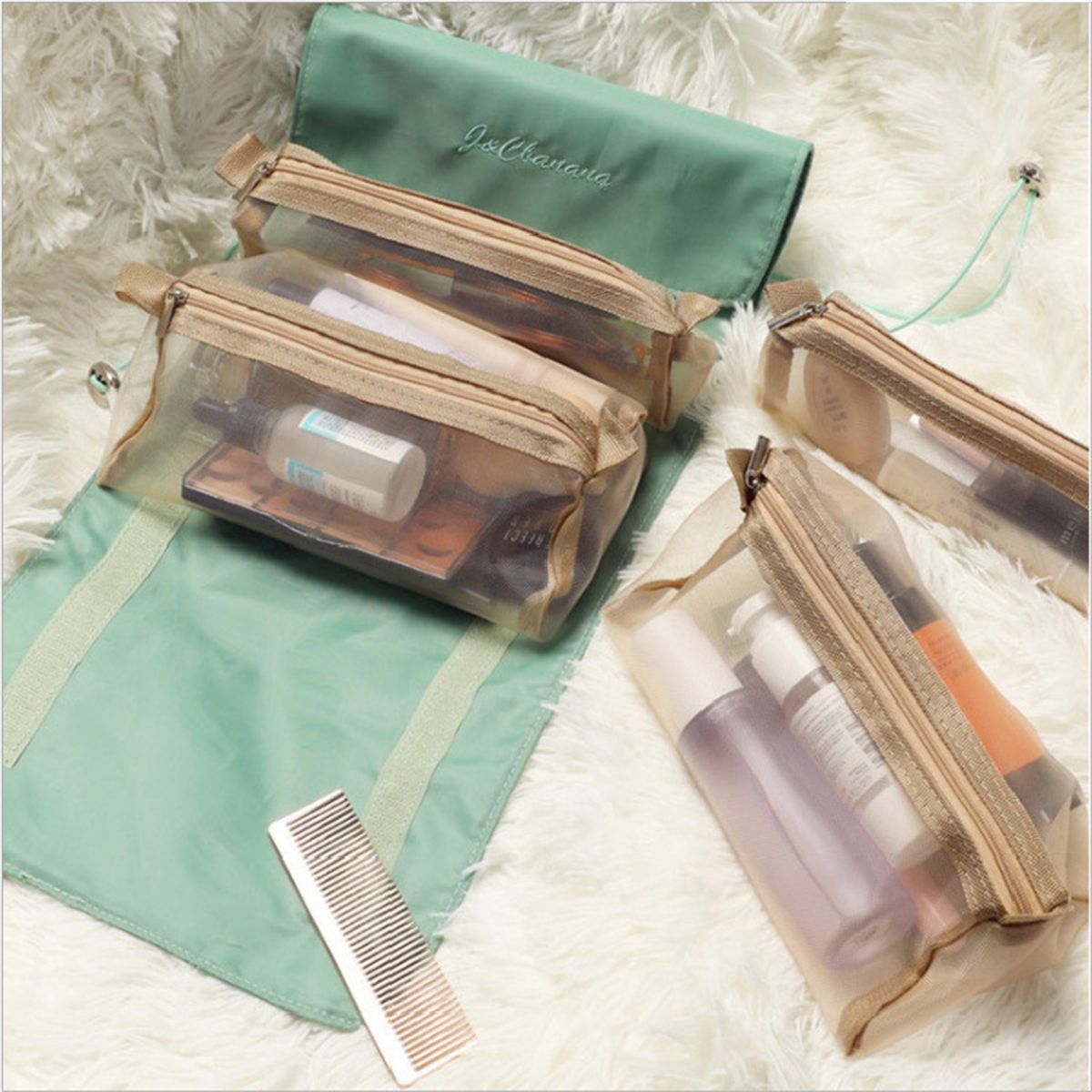 Abnehmbare Cosmefic Tasche, 4 in 1 abnehmbare tragbare Toilettenartikel Reisen Hängen Make-up Taschen Organizer, Badezimmer Tasche für die Dusche