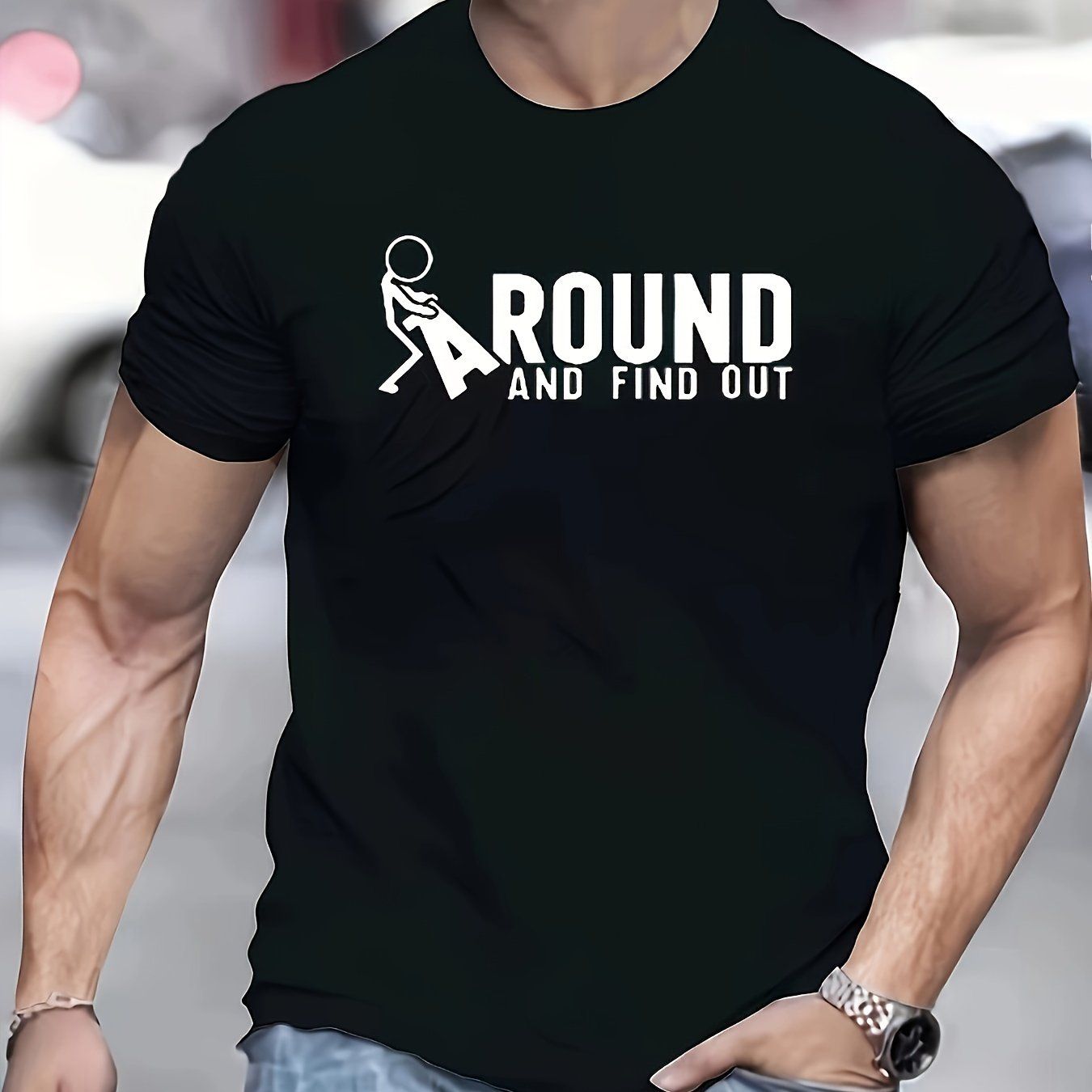 Men 's Novelty Digital Printed T-Shirt - Casual Round Neck, Kurz Ärmel, atmungsaktive Polyester-Mischung, Maschinenwaschbar - Perfekte Wahl für den Sommer