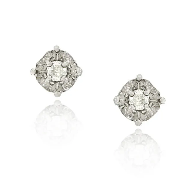 Sterling Silber 1 / 8ct Diamant Round Stud Ohrringe